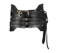 Zambuph Disfraz de cosplay Caballeros Vestido Cinturón Jeans Mono Elección para looks elegantes y representaciones teatrales con fina artesanía Cinturón con hebilla medieval, Negro