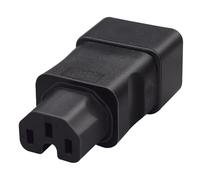 Zambuph El Enchufe de conversión de CA IEC320 C20 a C15 Tiene clasificaciones 10 A y 16 y un Cabezal Conector Negro con Ranura. El Enchufe conversión CA IEC 320 C15 está Hecho Conductor