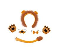 Zambuph Elegante Orejas De León Ruido Pajarita Cola Palmas Conjunto Completo Accesorio De Disfraz De León Óptimo para Fiestas De Halloween Eventos De Cumpleaños Disfraces , Sin Vestido