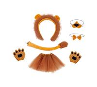Zambuph Elegante Orejas De León Ruido Pajarita Cola Palmas Conjunto Completo Accesorio De Disfraz De León Óptimo para Fiestas De Halloween Eventos De Cumpleaños Disfraces , con Vestido de 30 cm
