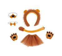 Zambuph Elegante Orejas De León Ruido Pajarita Cola Palmas Conjunto Completo Accesorio De Disfraz De León Óptimo para Fiestas De Halloween Eventos De Cumpleaños Disfraces , con Vestido de 40 cm