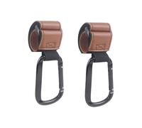 Zambuph Ganchos multiusos para cochecitos, portabolsas de plástico y cuero, duraderos, ajustables, para colgar bolsas de pañales, carritos de compra, pinzas universales para, Marrón claro, 20x3.7 cm