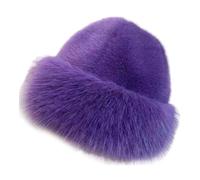 Zambuph Gorro cosaco de piel sintética para invierno que cubre completamente la cabeza y las orejas. Ofrece calidez contra el viento y el frío. Gorro cosaco de piel sintética, Púrpura, para 60CM
