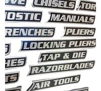 Zambuph Kit de Etiquetas magnéticas 3D para cajones de Herramientas: Organiza Tus Herramientas. Juego 12 Etiquetas para Fijar Cada Herramienta en su posición Correcta. Paquete 12 magnéticas, Plata