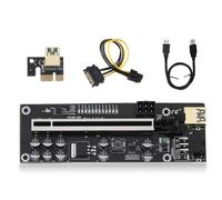 Zambuph Ordenador de minería PCI-E 1x a 16x, Placa adaptadora, Puerto de alimentación 6 Pines, Tarjeta expansión, Velocidad rápida, Extensor PCI-, Equipo minero, Cable USB Negro