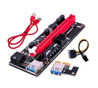 Zambuph Ordenador de minería PCI-E 1x a 16x, Placa adaptadora, Puerto de alimentación 6 Pines, Tarjeta expansión, Velocidad rápida, Extensor PCI-, Equipo minero, Cable USB Rojo