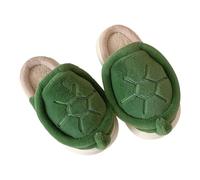Zambuph Pantuflas cálidas y sin cordones, con una linda tortuga de peluche, cómodas, ligeras y divertidas, antideslizantes para casa, para interior y exterior. Ideales para el, Verde, 38 39