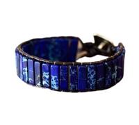 Zambuph Pulseras bohemias Cadena de mano de Para Chakra ajustable Cuentas tubo piedra natural múltiple cuero Parejas Brazalete amante, Azul oscuro