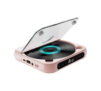 Zambuph Reproductor de CD portátil fácil de Usar con Sonido de, batería Recargable, Reproductor de CD portátil para Estudiantes y Amantes de la música, Rosa, 135 x 135 x 25 mm