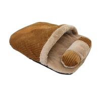 Zambuph Saco de Dormir para Gatos semicerrado, Calentador de Invierno para Exteriores, Forro Polar Coral, Nido para Gatos semicerrado, Saco Dormir para Mascotas, Color café, 65 * 50cm