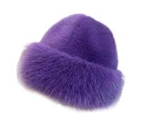 Zambuph Sombrero cosaco, sombrero ruso, cálido de piel sintética para invierno, para viajar, montar a caballo, snowboard, naranja, Púrpura, para 60CM