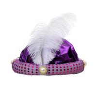 Zambuph Sombrero de sultán, sombrero de príncipe árabe, turbante indio, sombreros que realzan el festivo en las celebraciones de Halloween y Pascua, pañuelos para la cabeza, púrpura