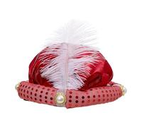 Zambuph Sombrero de sultán, sombrero de príncipe árabe, turbante indio, sombreros que realzan el festivo en las celebraciones de Halloween y Pascua, pañuelos para la cabeza, rojo