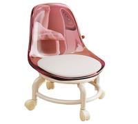 Zambuph Taburete bajo con Ruedas, Silla giratoria móvil, Respaldo acrílico de Primera Calidad, Ideal para garajes, Diversos entornos, Taburete con polea, barbería, Cocina, Gimnasio y Oficina, Rosa
