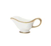 Zambuph Tazones para servir en forma de salsera, jarra de porcelana con borde dorado, ideal para eventos festivos, ideal accesorio fotográfico o decoración para el hogar o la cocina.