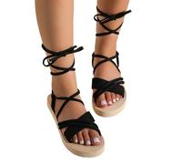 Zambuph Zapatos de mujer, Sandalias planas de verano 2024 con sensación pie cómoda, sandalias tacón plano con correa para mujer, verano 2024, Negro, treinta y seis