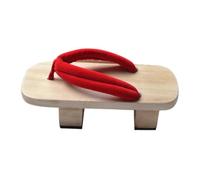 Zambuph Zuecos de Para madera japoneses con suela antideslizante para actuaciones en el escenario, sandalias cómodas, chanclas, artesanía, estilo único, sandalias de Para, Rojo, Talla 38