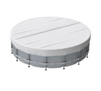 ZAMETTER Cubiertas redondas para albercas solares, tela de poliéster 210D, protector de natación enterrado con cordón para piscinas inflables sobre el suelo (15 pies, plateado)