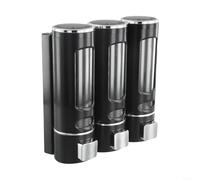 ZAMETTER Dispensador de jabón de montaje en pared de 400 ml, ABS negro, gel de ducha, contenedor de champú para hotel, hogar, azulejos lisos, mármol, fácil recarga, ventana de nivel transparente