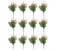 ZAMETTER Flores artificiales vibrantes resistentes a los rayos UV, paquete de 12 flores falsas hiperrealistas para todo tipo de clima, al aire libre, césped, patio, cementerio, jardín, decoración