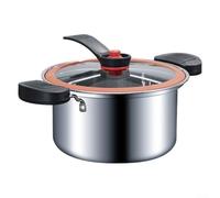ZAMETTER Ollas a presión de acero inoxidable de 3,5 L, olla de cocción lenta multifunción olla a presión de cocina, olla de presión antiadherente con tapa de vidrio para cocinar al vapor (plata)