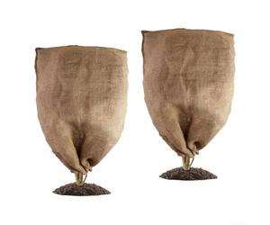 ZAMETTER Paquete de 2 cubiertas de arpillera para plantas para protección contra heladas de invierno, bolsas reutilizables de 32 x 40 pulgadas para proteger árboles del viento frío, ciervos y conejos