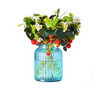 ZAMETTER Paquete de 4 plantas artificiales de fresa con frutas falsas rojas y hojas verdes para el hogar, jardín, oficina, cafetería, mesa, centro de mesa, decoración de 26 cm, plástico de seda