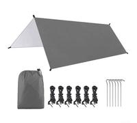 ZAMETTER Tienda de campaña de lona de 300 x 300 cm para acampar al aire libre, lona para refugio de lluvia, multiusos, impermeable, refugio de camping con pinchos, cuerdas de nailon para senderismo