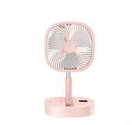 ZAMETTER Ventilador de suelo plegable telescópico recargable por USB, ventilador portátil de 5 velocidades, 4 ajustes de temporizador, oscilante eléctrico, ventilador de suelo de pie alto (rosa)
