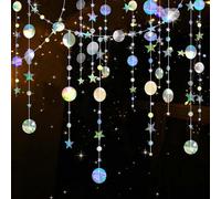 Zamety Guirnalda de 65 pies con purpurina redonda con estrellas, 5 unidades brillantes guirnaldas de papel, guirnaldas de papel decorativas, brillantes, redondas, estrella, decoración para cumpleaños