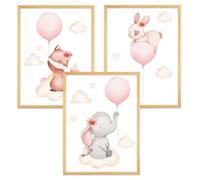 Zamety Juego de 3 Imágenes para Habitación Infantil y Bebé, Póster Decorativo A4, Imágenes para los Niños