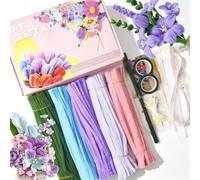 Zamety Juego de 500 limpiadores de pipas de flores, para manualidades | Limpiador de tuberías de 5 colores, tallos de alambre para flores, cinta de floristería, estambres, cinta