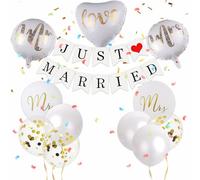 Zamety Juego de decoración de boda, guirnalda de Just Married, Mr & Mrs, decoración de boda, decoración perfecta para bodas, fiestas de compromiso y bodas