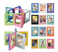 Zamety Marco de fotos magnético, 12 unidades, mini marcos de fotos, imanes coloridos, marco de fotos magnético de 3 pulgadas, marco creativo de imagen DIY combinable para nevera de escritorio, 12