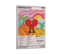 Zamm Bad Bunny Un Verano Sin Ti Póster de álbum Arte de pared Pintura en lienzo Sala de estar Dormitorio Decoración del hogar Oficina Póster para pared Arte de gimnasio Pintura 30x45cm(12x18pulgadas)