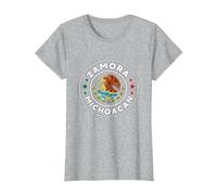 Zamora, Michoacán con águila Mexicana Camiseta, Mujer, Gris Jaspeado, M