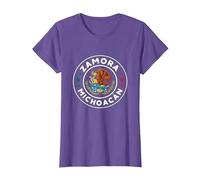 Zamora, Michoacán con águila Mexicana Camiseta, Mujer, Morado Jaspeado, 3XL
