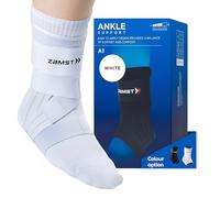 Zamst A1 Tobillera Deportiva Blanca - Soporte de Tobillo Deportivo Transpirable para Hombres y Mujeres con Correas Ajustables de Tres Vías para Esguince de Tobillo Lateral Moderado - Izquierda, S