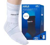 Zamst A1 Tobillera y Soporte de Esguinces Deportivos - Blanco, Izquierda, S | Diseño Transpirable para Hombres y Mujeres con Correas Ajustables en Tres Posiciones, Ideal para Esguince Lateral Moderado