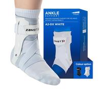Zamst A2-DX Tobillera Deportiva Blanca -Tobillera Deportiva Transpirable para Hombres y Mujeres con Estabilizadores de Protección para Esguince de Tobillo de Alto Grado - Izquierda, XL