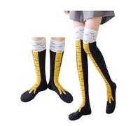ZAMXHUG 2 pares Calcetines con pies de pollo, divertidos calcetines hasta la rodilla con patas de pollo de dibujos animados en 3D, medias informales por encima de la rodilla