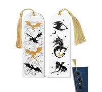 ZAMXHUG 2PCS Marcapáginas de dragón Dorado Negro, patrón de Doble Cara acrílico Cool Dragon Bookmark con Sol y Nubes estantería decoración para niños niñas Amantes de los Libros Amigos, transparente