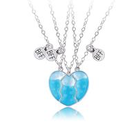 ZAMXHUG 3pcs BFF Collares con Luminoso, Best Friends Collar de Magnético, Collar de la Amistad con Colgante de Corazón, Regalos de Joyería de Amistad de San Valentín para Niñas Mujer Amigas Hermanas