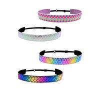 ZAMXHUG 4 piezas Diadema Niñas Antideslizante de Arcoíris, Cinta Pelo Elástica Ajustable, para Cumpleaños, Regalo, Deporte, Fiesta Escolar, 5 a 15 Años