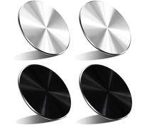 ZAMXHUG 4pcs Placas de Metal de Repuesto - Láminas Metálicas Magnético Delgada, Soporte de teléfono de Coche Adhesivo CD de Metal para Montaje de Coche Kits, para Soporte Movil Coche Imán(Negro/plata)