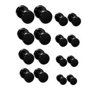 ZAMXHUG 8 Pares Pendientes Perforantes Negros Pendientes de Acero Inoxidable Pendientes de Ronda Pendiente Hombre Barbell Aretes de Perno Piercing Posterior del Tornillo Hombre Mujer Unisex 3mm-12mm