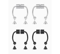 ZAMXHUG Aros de piercing - 4 pares Anillos de Nariz Magnéticos Falsos Anillo de Nariz de Tabique Falso de Acero Inoxidable Aro de Nariz Abierto Joyería de Nariz de Clip No Perforante para Mujer Hombre
