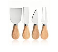 ZAMXHUG Cuchillo Queso - Juego de 4 Cuchillos Queso, Mango de Madera, Acero Inoxidable