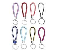 ZAMXHUG Llavero de Cuero Trenzado - 8 Pcs Llavero de Cuero Trenzado Colgante Llavero Trenzado Llavero Multicolor Llavero de Coche para Llavero para Mujeres y Hombres,De múltiples Fines,8 Colores