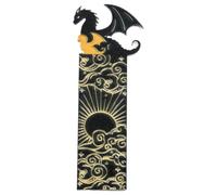 ZAMXHUG Marcapáginas de dragón Dorado Negro - patrón de Doble Cara acrílico Cool Dragon Bookmark con Sol y Nubes estantería decoración para niños niñas Amantes de los Libros Amigos